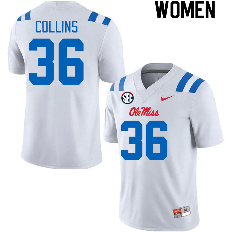 Women #36 Raymond Collins Ole Miss Rebels 2024 New Uniforms College Football Jerseys Stitched-White